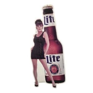 Vintage Miller Lite Metal Bar Sign With Model 24x10